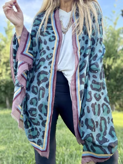 PAS131 Pashmina de poliester estampada en print con ribete - comprar online