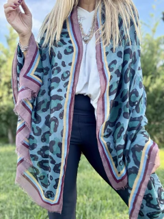 PAS131 Pashmina de poliester estampada en print con ribete - Tu Guiseppa