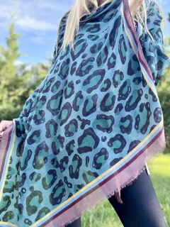PAS131 Pashmina de poliester estampada en print con ribete en internet