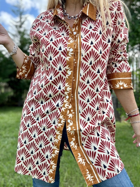 CA654 Camisa de algodón de india estampada
