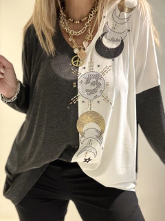 MLA51 Remeron de modal dos colores con aplique de medias lunas - Tu Guiseppa