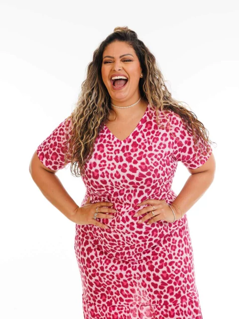 Vestido Midi Animal Pink