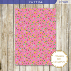 Papel Estampado - Caribe - A4 en 210g x 10 u