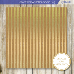 Kraft Estampado - Lineas Oro - 30x30 en 200g x 10 u