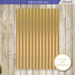 KRAFT ESTAMPADO - LINEAS ORO- A4 EN 90g x 20 u