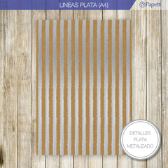 Kraft Estampado - Lineas Plata- A4 en 210 g x 10 u