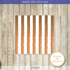 Papel Estampado C/ Stamping - Lineas Oro - 10x10 en 90g