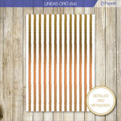 Papel Estampado - Lineas Oro- A4 en 90g x 20 u