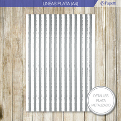 Papel Estampado - Lineas Plata - A4 en 210 g x 10 u