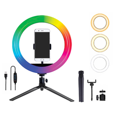 Aro De Luz Led 26 Cm Con Trípode de Mesa 19cm Ionify AuraMobile 10 RGB