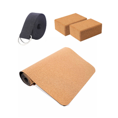 Combo Yoga Ecomat + Portamat + 2 Zenblocks + 1 Dstrap - Corcho + TPE 6mm - comprar online