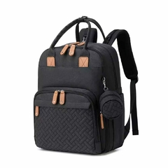 Mochila Maternal Ionify Ur Snow Negra Cambiador Porta Mamadera y Chupete