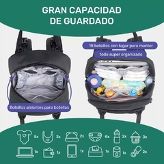 Mochila Maternal Ionify Ur Snow Negra Cambiador Porta Mamadera y Chupete - Ionify | Tienda oficial