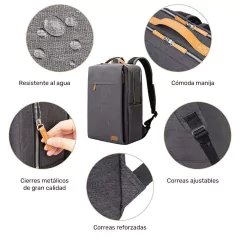 Mochila Ionify Urbana Style Gris Puerto Usb Impermeable - tienda online