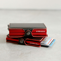 Billetera Doble Ionify Urbana Carbon Red XL con Gatillo y Protección RFID