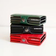 Imagen de Billetera Doble Ionify Urbana W XL con Gatillo y Protección RFID Croc Negra