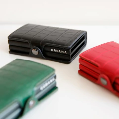 Billetera Doble Ionify Urbana W XL con Gatillo y Protección RFID Croc Negra