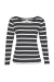 Blusa Decote Canoa Manga Longa Listras - Preto/Branco