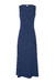 Vestido Longo Canelado Sem Manga - Azul Marinho