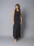Vestido Longo Canelado Sem Manga - Preto - comprar online