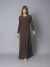 Vestido Longo Manga Comprida Canelado - Dark Brown - comprar online