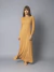 Vestido Longo Manga Comprida Canelado - Caramelo - comprar online