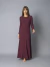 Vestido Longo Manga Comprida Canelado - Burgundy - comprar online