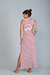 Vestido Longo Canelado Sem Manga Listras Finas - Branco/Vinho - comprar online