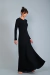 Vestido Longo Manga Comprida Canelado - Preto - Too Basic