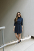 Vestido Curto Moletinho Gola Alta - Azul Marinho Claro - comprar online