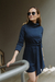 Vestido Curto Moletinho Gola Alta - Azul Marinho Claro