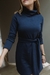 Vestido Curto Moletinho Gola Alta - Azul Marinho Claro na internet