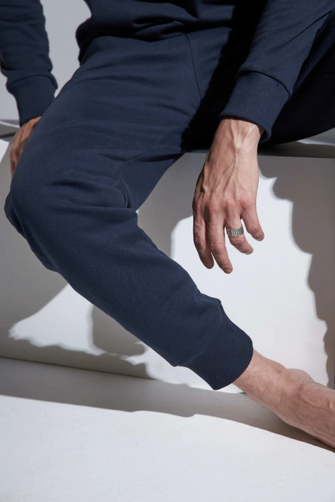 Calça Masculina com Punho na Barra - Azul Marinho - comprar online