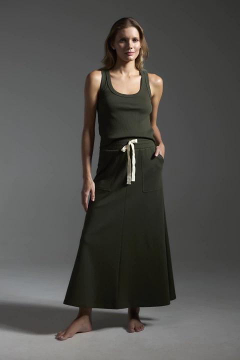 Saia Midi em Moletinho - Verde Musgo - comprar online