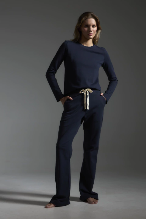 Calça Reta Moletinho - Azul Marinho - comprar online