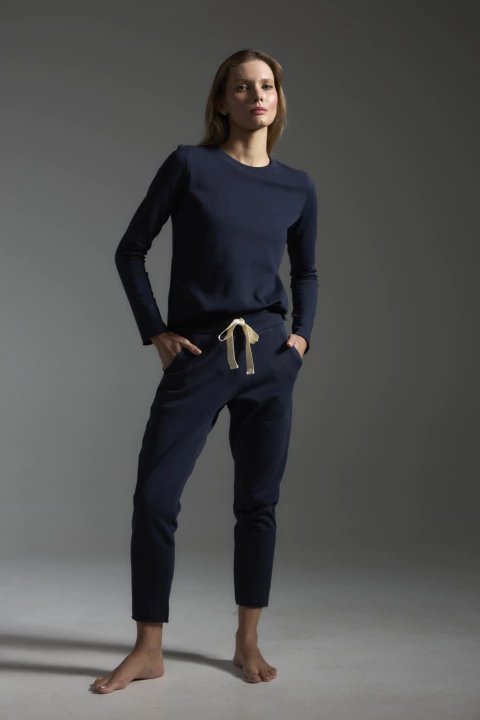 Calça Skinny Moletinho - Azul Marinho - comprar online