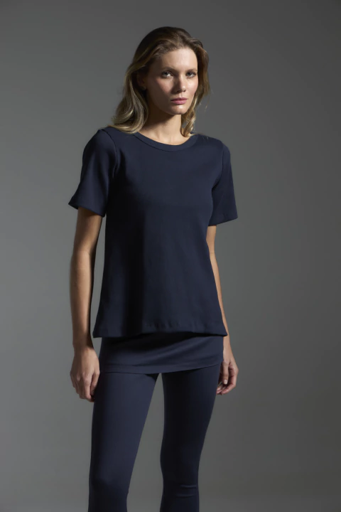 Camiseta Manga Curta Canelada - Azul Marinho - comprar online