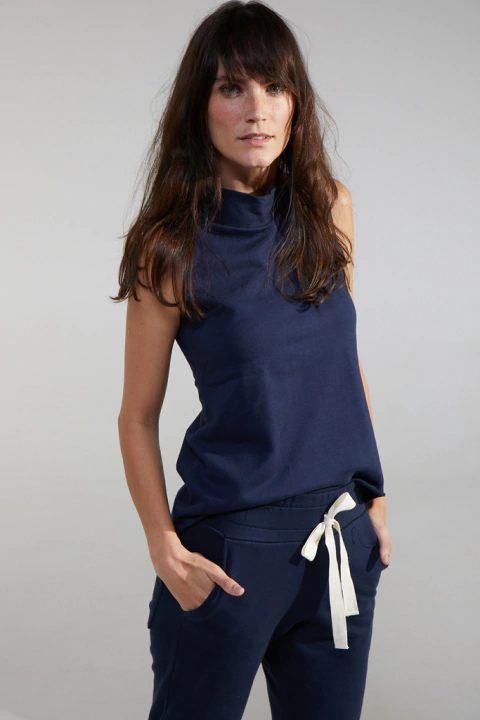 Blusa Moletinho sem Manga - Azul Marinho - comprar online