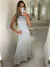 Vestido Longo Canelado Sem Manga - Cinza Mescla - comprar online