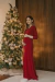 Vestido Longo Manga Comprida Canelado - Vermelho - comprar online