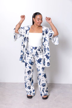 Kimono Estampado - Recortes Fundo do Mar - comprar online