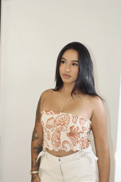 Top Faixa Estampado Lastec - Marítima Terracota - comprar online