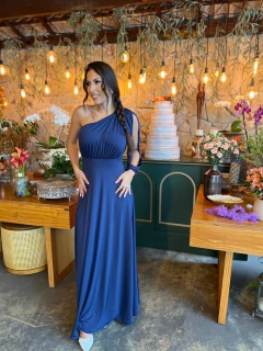 Vestido Longo Azul Marinho de um Ombro só diva