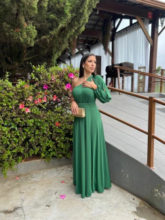 Vestido Longo Verde bandeira/ esmeralda de um Ombro só (DIVA)