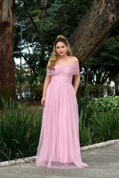 Vestido longo de lurex Rose (Bela )