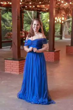 Vestido longo de tule azul royal (Bela)