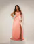 Vestido longo de cetim salmão/coral(Sucesso) - loja online