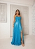 Vestido longo de lurex com fenda azul serenity ( sushe) - loja online