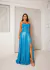 Vestido longo de lurex com fenda azul serenity ( sushe) - loja online