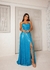 Vestido longo de lurex com fenda azul serenity ( sushe) - Noiva no Civil | Vestido de noiva civil e festa